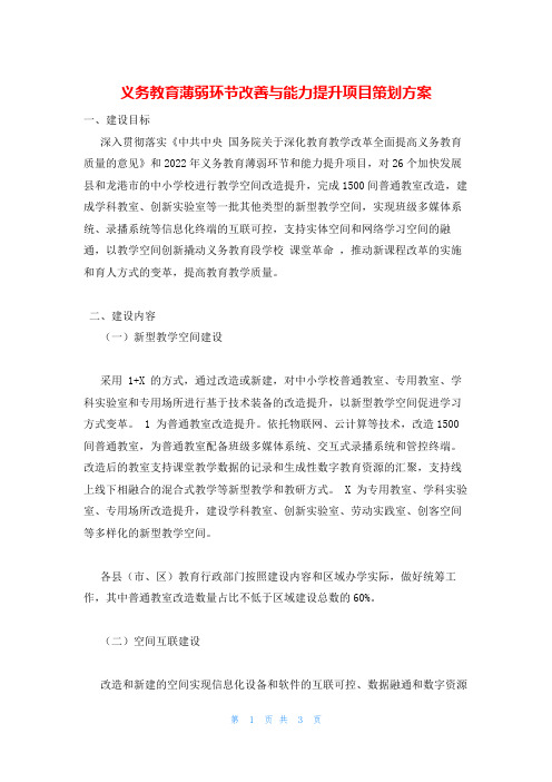 义务教育薄弱环节改善与能力提升项目策划方案