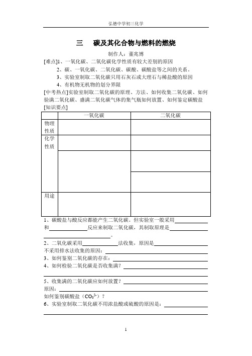 碳及其化合物与燃料的燃烧