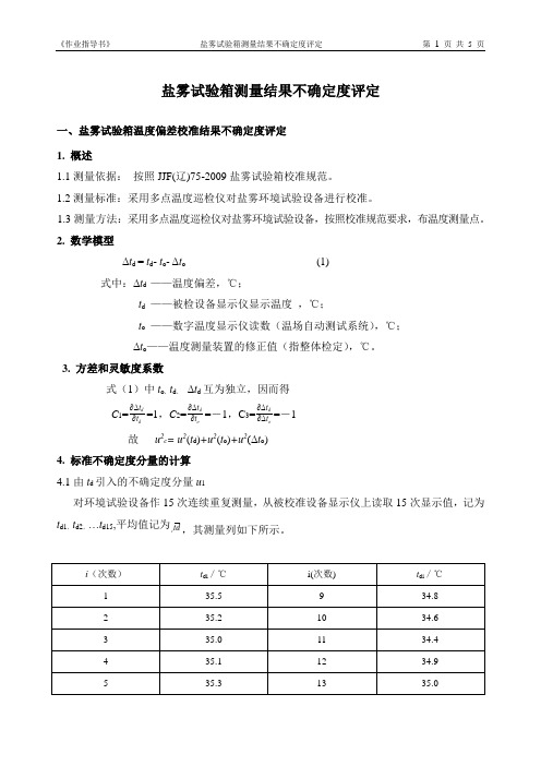 盐雾试验箱测量结果不确定度评定