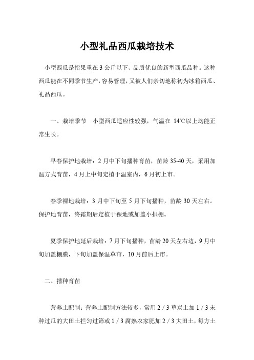 小型礼品西瓜栽培技术