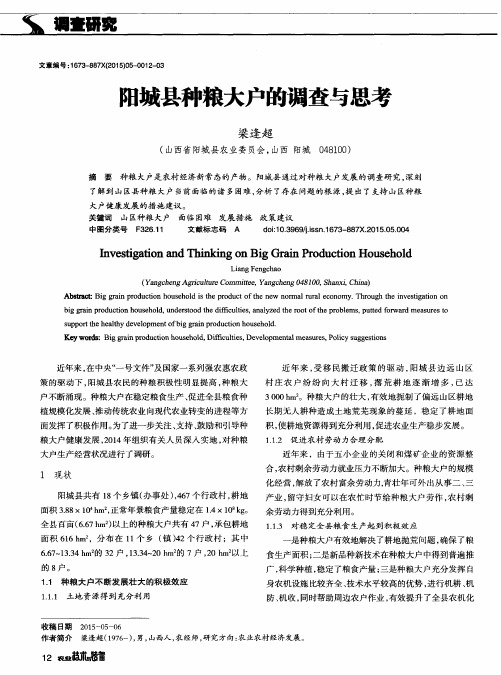 阳城县种粮大户的调查与思考