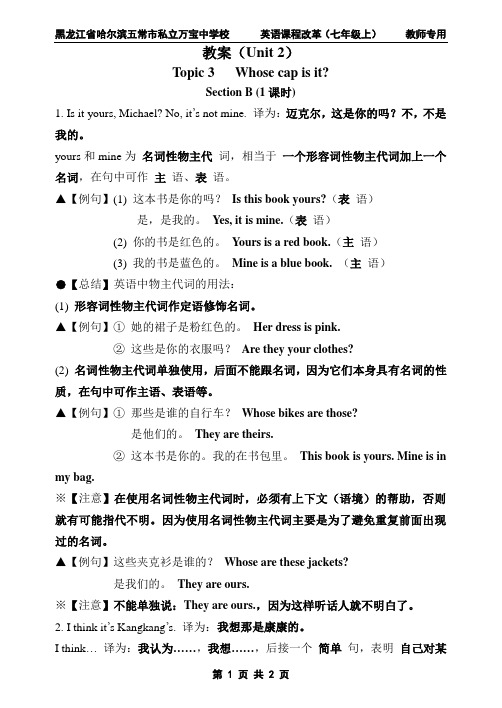 Unit 2 Topic 3 Section B 教案(修订版)