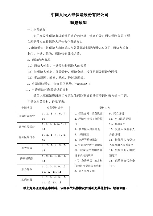 人保寿险_理赔须知