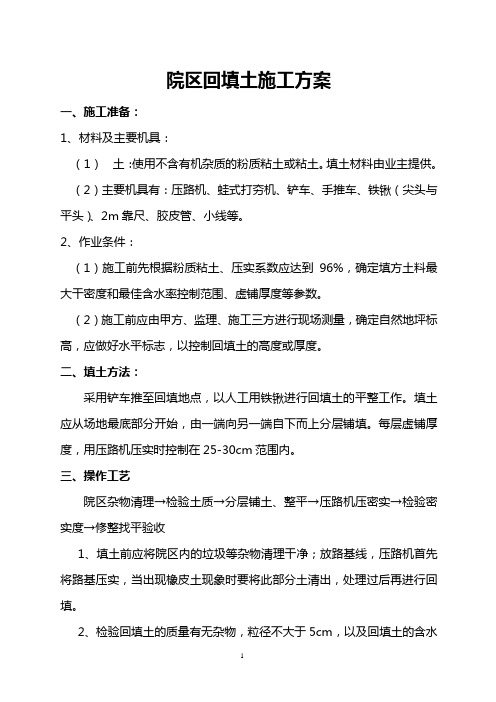院区回填土施工方案1