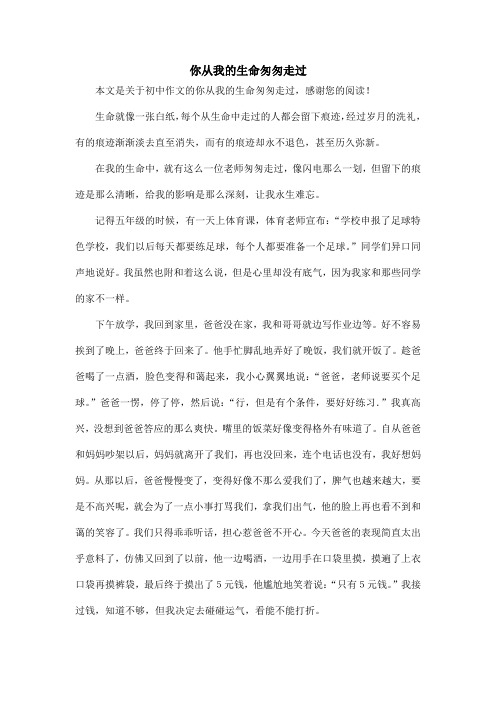 你从我的生命匆匆走过_初中作文