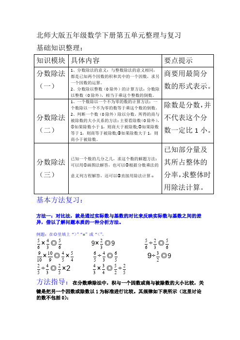 北师大版五年级数学下册第五单元整理与复习
