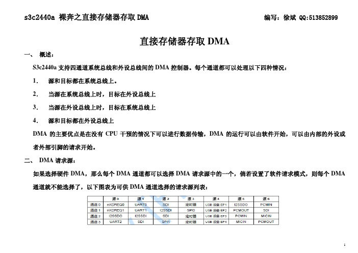 s3c2440a 裸奔2之直接存储器存取DMA