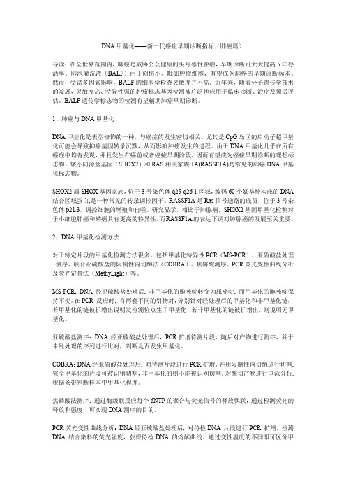 DNA甲基化——新一代癌症早期诊断指标(肺癌篇)
