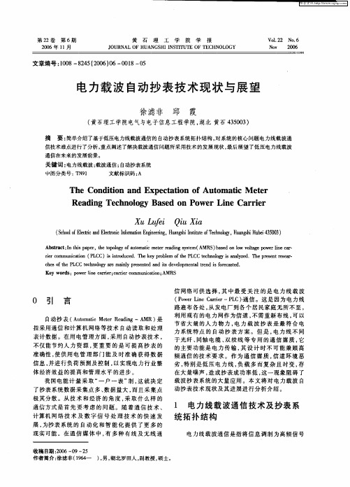 电力载波自动抄表技术现状与展望