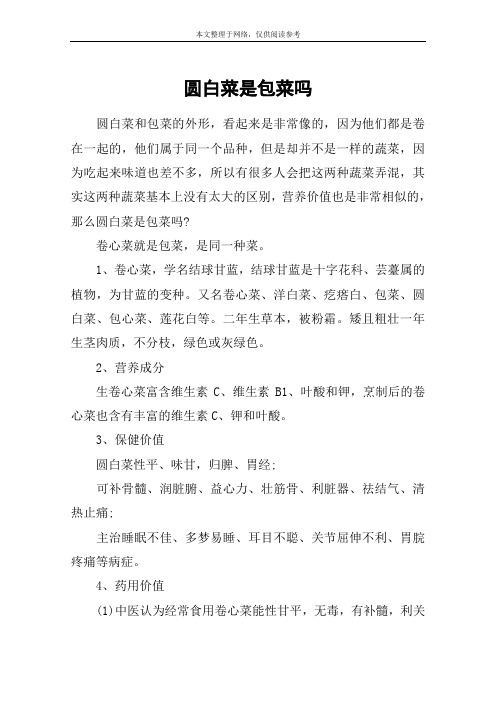 圆白菜是包菜吗