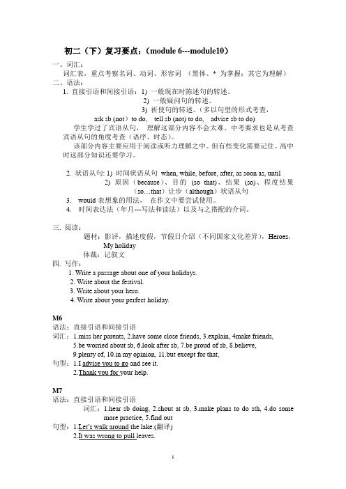 初二外研社下半年学期复习要点