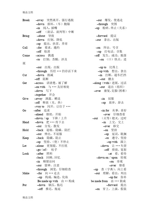 最新全国大学英语竞赛常见词组