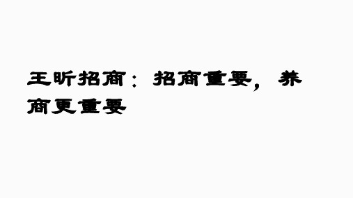 王昕招商：招商重要,养商更重要