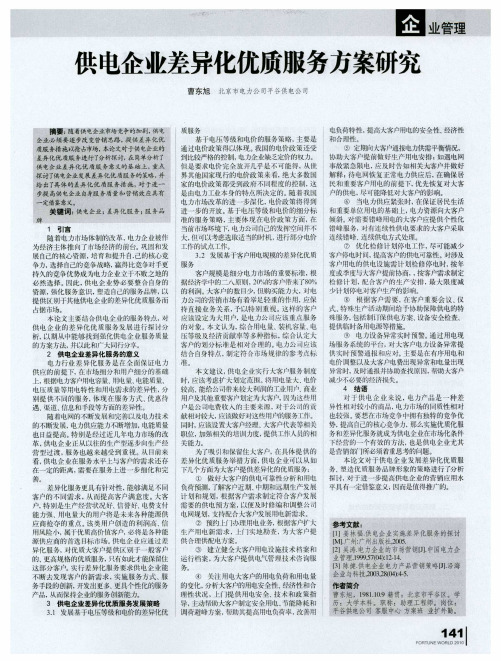 供电企业差异化优质服务方案研究