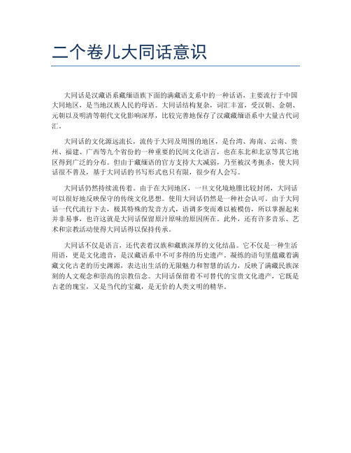 二个卷儿大同话意识