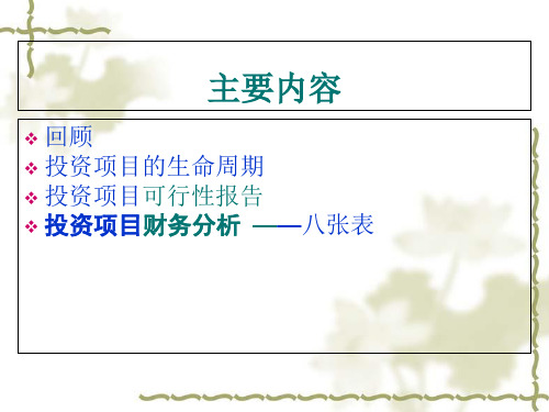 工程经济学—投资项目的财务分析