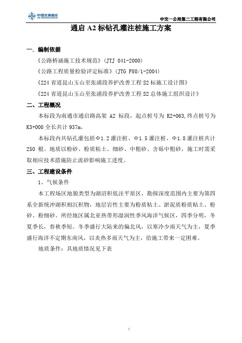 钻孔灌注桩专项施工方案