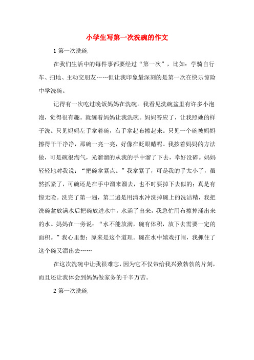 小学生写第一次洗碗的作文