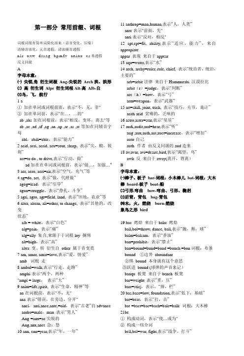 常用词根词缀表综合整理
