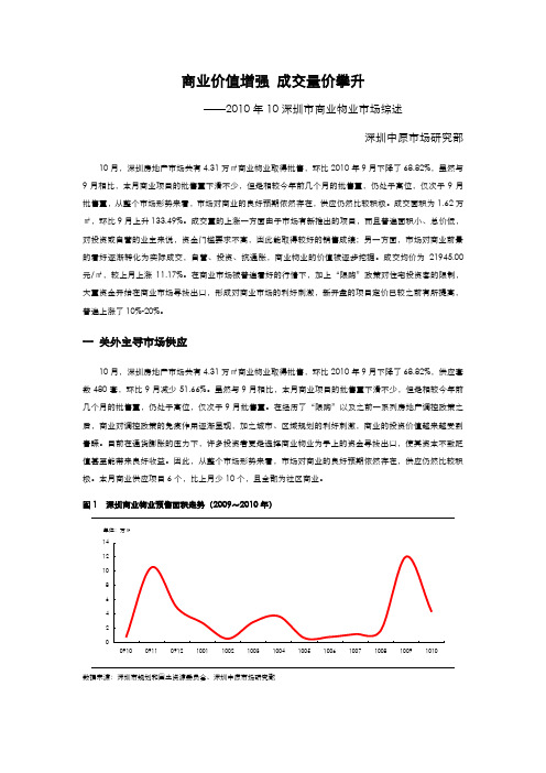 2010年10月深圳商业市场发展评述