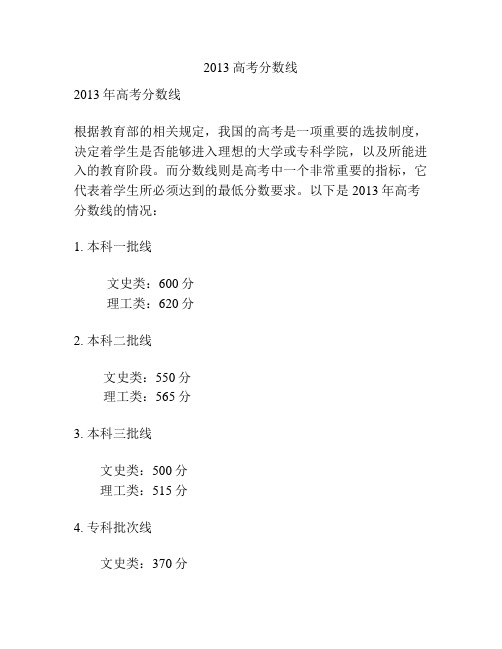 2013高考分数线