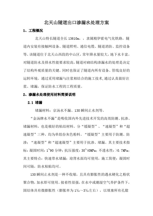 北天山隧道渗漏水处理施工方案