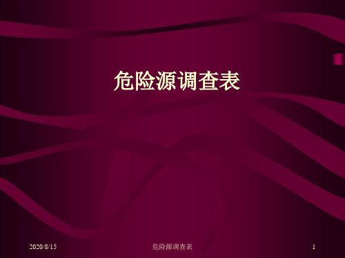 危险源调查表讲解