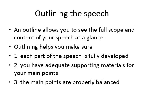 outlining the speech