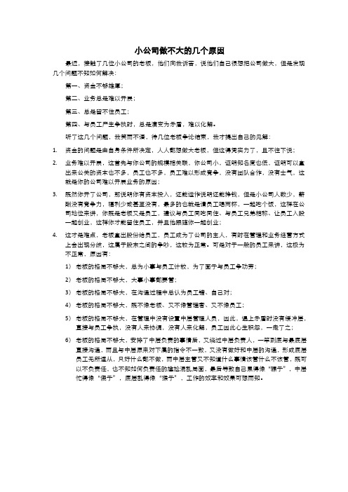 小公司做不大的几个原因