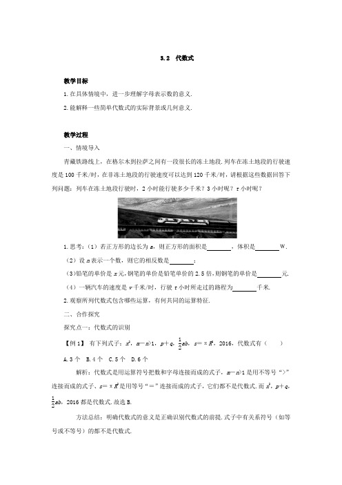 北师大版七年级数学上册《代数式》教案1