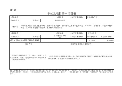 项目基本情况表