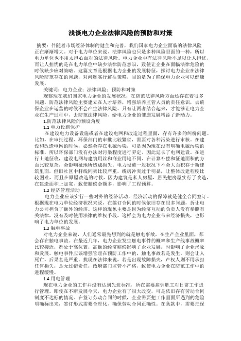 浅谈电力企业法律风险的预防和对策