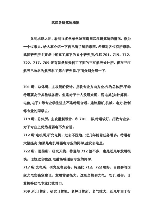 武汉各研究所概况---精品模板