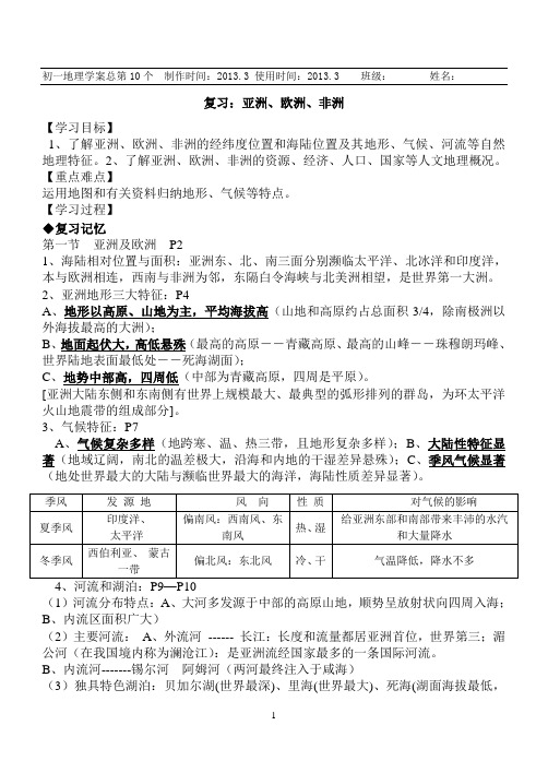 4亚洲欧洲非洲复习