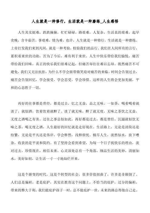 人生就是一种修行,生活就是一种磨练_人生感悟