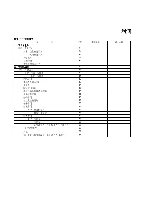 资产负债表和利润表 
