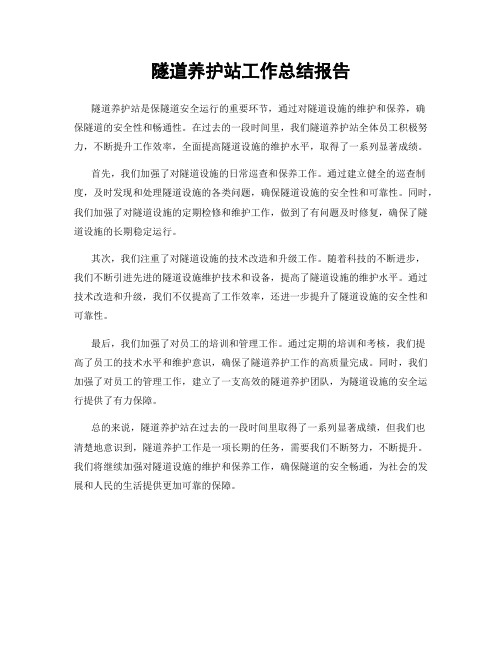 隧道养护站工作总结报告