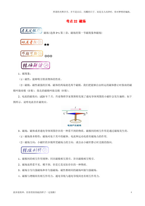 (新)高中物理最基础考点考点22磁场新人教版选修3-11