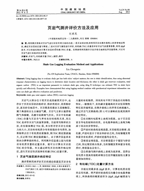 页岩气测井评价方法及应用
