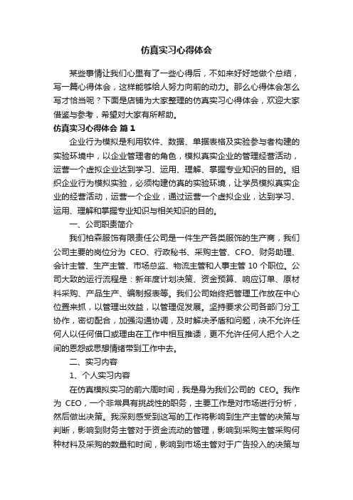 仿真实习心得体会