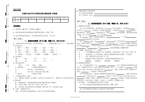 云南省2020年小升初语文能力测试试卷 含答案