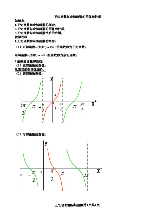 正切函数和余切函数的图像和性质