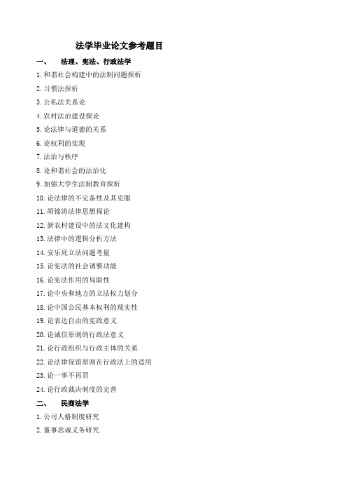 法学论文题目汇总