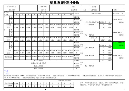游标卡尺MSA分析表