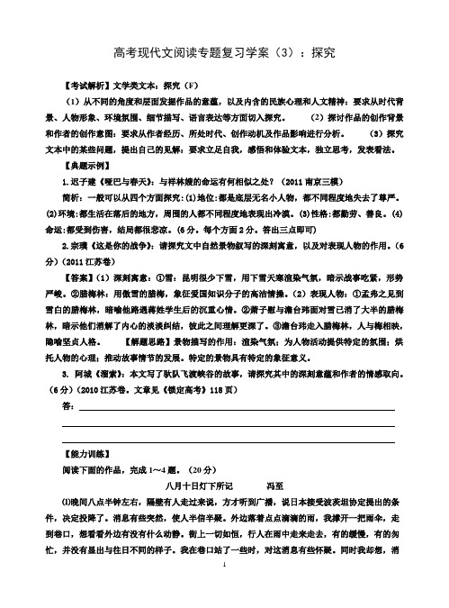 高考现代文阅读专题复习学案 探究