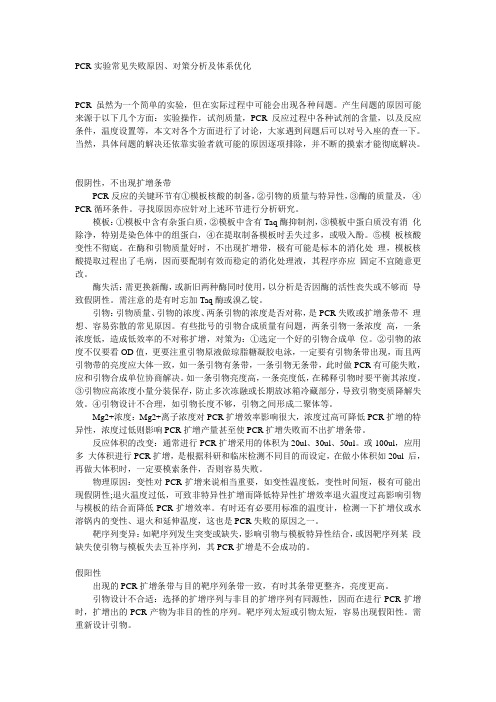 PCR实验常见失败原因、对策分析及体系优化