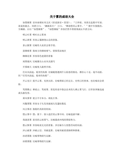 关于雾的成语大全