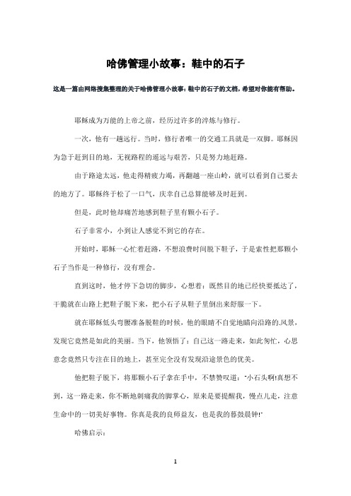 哈佛管理小故事：鞋中的石子