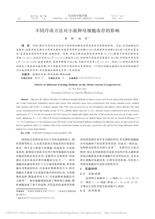 不同冷冻方法对小鼠卵母细胞冻存的影响_李娜