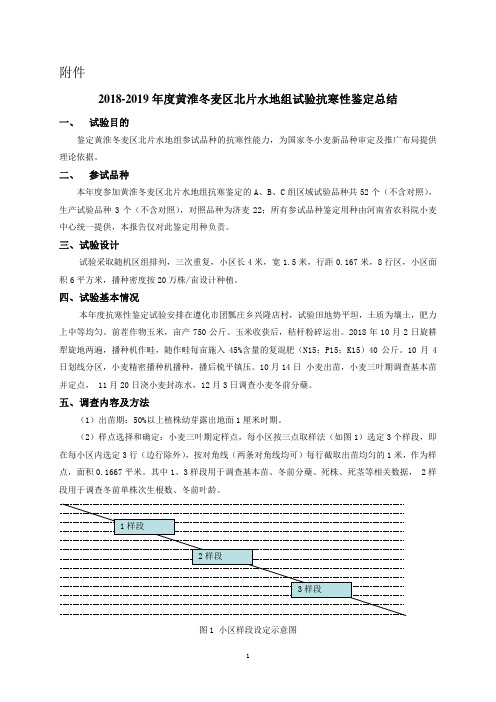 2018-2019年度国家冬小麦品种试验抗寒鉴定总结(遵化)-黄淮北片水地组